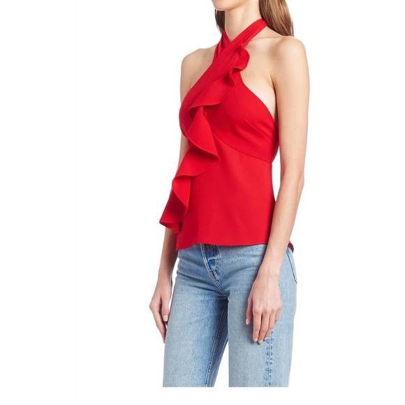 NEW AMANDA UPRICHARD cabo top in scarlet - Picture 2 of 3